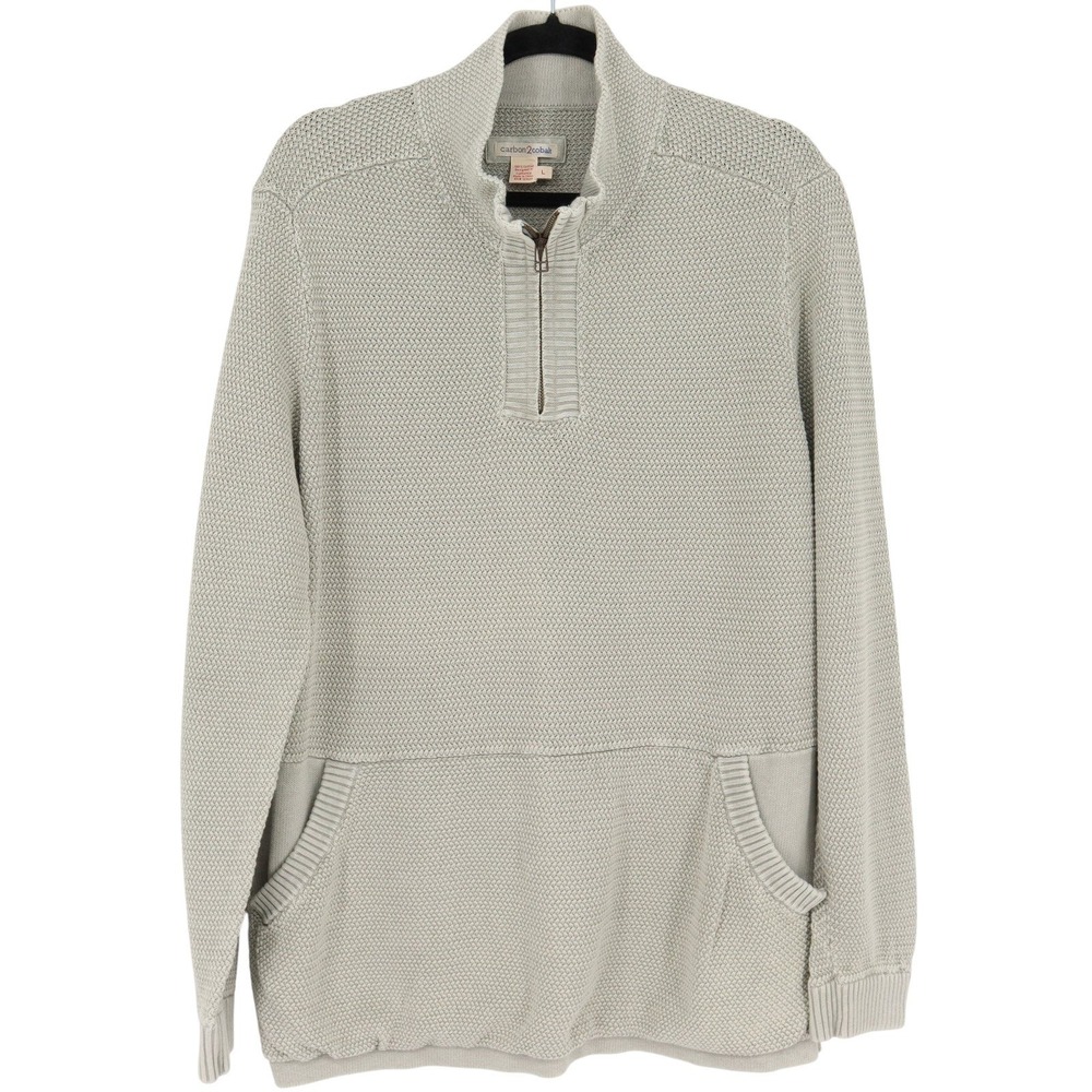 Carbon 2 Cobalt Refresh 1/4 Zip Pullover Sweater Knit Size L Gray Casual Cotton